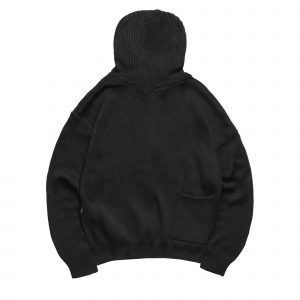 Contour Knitted Zip-Up Hoodie Black