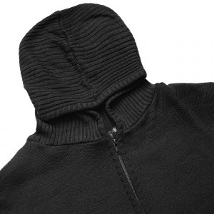 Contour Knitted Zip-Up Hoodie Black