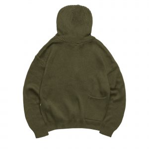 Contour Knitted Zip-Up Hoodie Olive