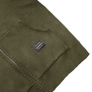 Contour Knitted Zip-Up Hoodie Olive