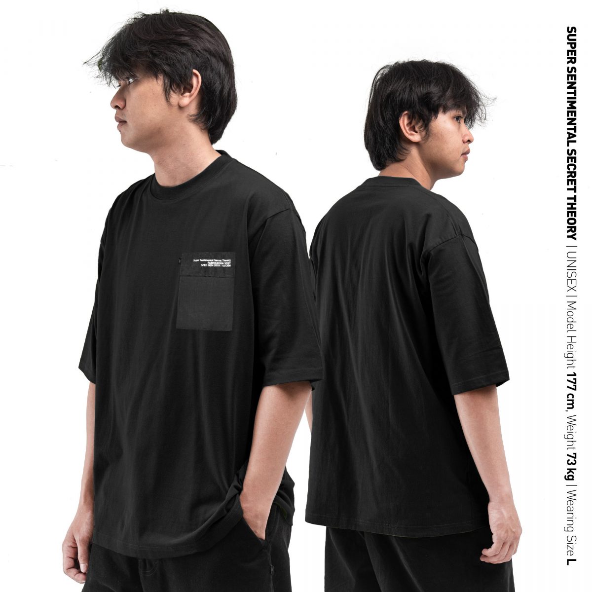 Framed Pocket Poly-Cotton Tshirt Black