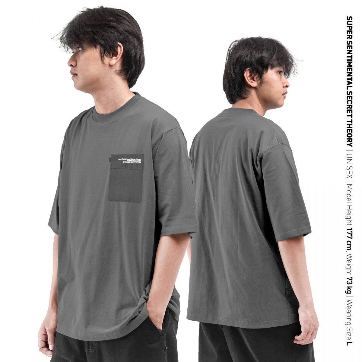 Framed Pocket Poly-Cotton Tshirt Grey